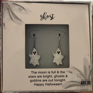 Silver Plated Crystal Ghost Earrings
